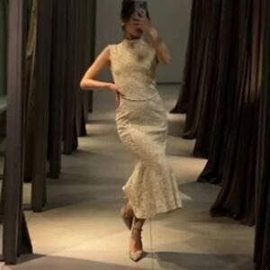 NWT ZARA METALLIC THREAD JACQUARD DRESS